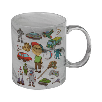 Toys Boy, Κούπα κεραμική, marble style (μάρμαρο), 330ml