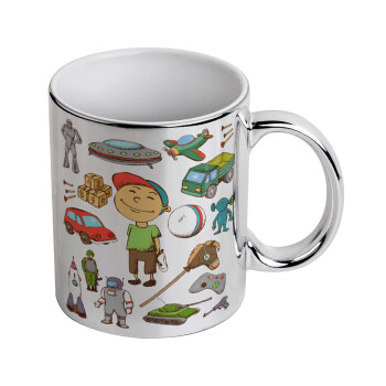 Toys Boy, Κούπα κεραμική, ασημένια καθρέπτης, 330ml