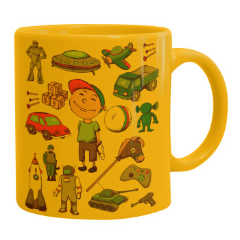 Toys Boy, Ceramic coffee mug yellow, 330ml (1pcs)