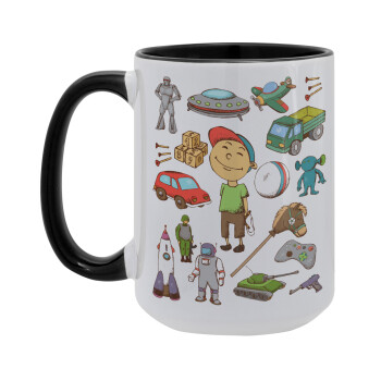 Toys Boy, Κούπα Mega 15oz, κεραμική Μαύρη, 450ml