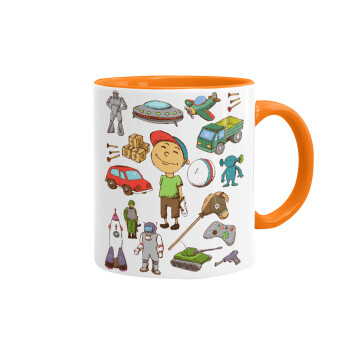 Toys Boy, Mug colored orange, ceramic, 330ml