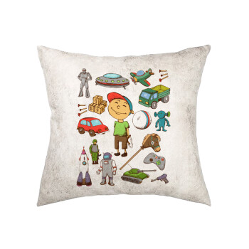 Toys Boy, Μαξιλάρι καναπέ Δερματίνη Γκρι 40x40cm με γέμισμα