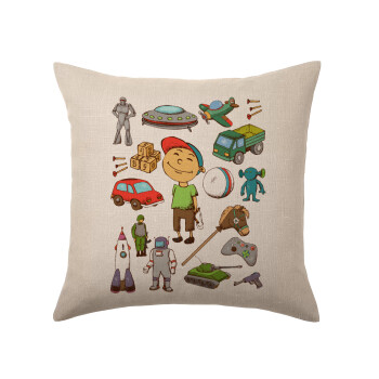 Toys Boy, Μαξιλάρι καναπέ ΛΙΝΟ 40x40cm περιέχεται το  γέμισμα