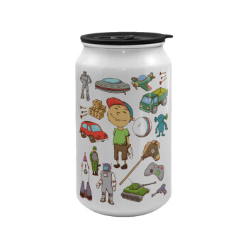 Toys Boy, Κούπα ταξιδιού μεταλλική με καπάκι (tin-can) 500ml