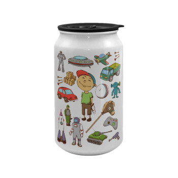Toys Boy, Κούπα ταξιδιού μεταλλική με καπάκι (tin-can) 500ml