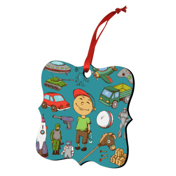 Toys Boy, Στολίδι Χριστουγεννιάτικο στολίδι polygon ξύλινο 7.5cm