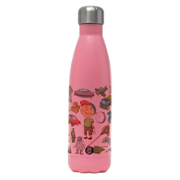Toys Boy, Metal mug thermos Pink Mat (Stainless steel), double wall, 500ml