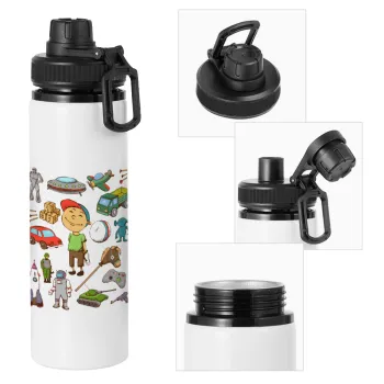 Toys Boy, Metal water bottle with safety cap, aluminum 850ml