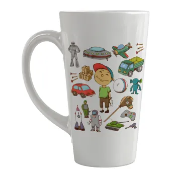 Toys Boy, Κούπα κωνική Latte Μεγάλη, κεραμική, 450ml