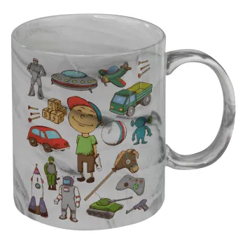 Toys Boy, Mug ceramic marble style, 330ml