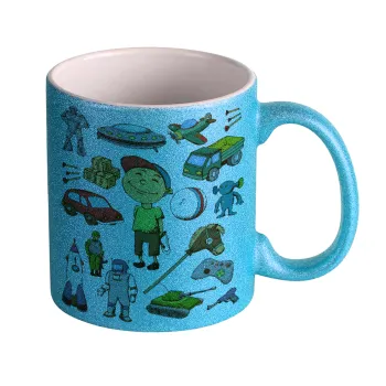 Toys Boy, Κούπα Σιέλ Glitter που γυαλίζει, κεραμική, 330ml