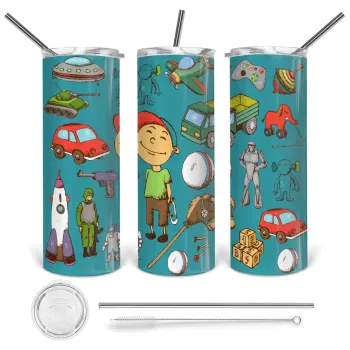 Toys Boy, Tumbler stainless steel 600ml, with metal straw & cleaning brush