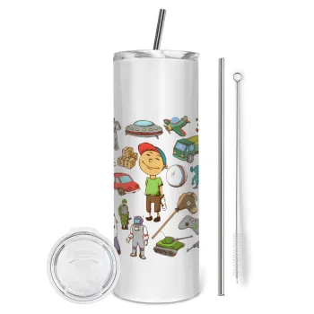 Toys Boy, Tumbler stainless steel 600ml, with metal straw & cleaning brush