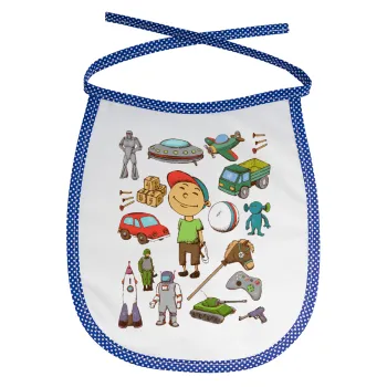 Toys Boy, Σαλιάρα μωρού αλέκιαστη με κορδόνι Μπλε