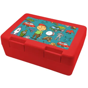 Toys Boy, Children's cookie container RED 185x128x65mm (BPA free plastic)