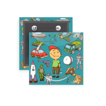 Toys Boy, Κονκάρδα παραμάνα τετράγωνη 5x5cm