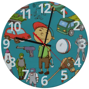 Toys Boy, Ρολόι τοίχου γυάλινο (30cm)