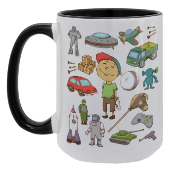 Toys Boy, Κούπα Mega 15oz, κεραμική Μαύρη, 450ml