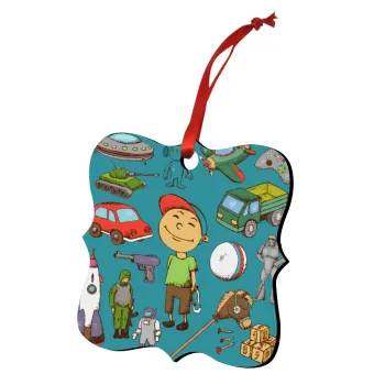 Toys Boy, Christmas ornament polygon wooden 7.5cm
