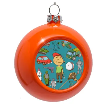 Toys Boy, Orange Christmas tree ornament bauble 8cm