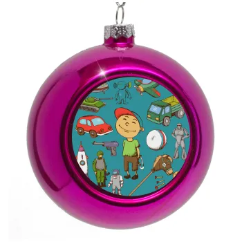 Toys Boy, Purple Christmas tree ornament bauble 8cm