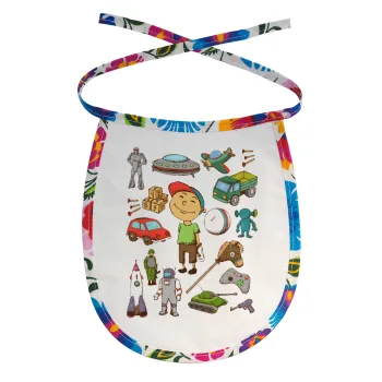 Toys Boy, Σαλιάρα μωρού αλέκιαστη με κορδόνι Χρωματιστή