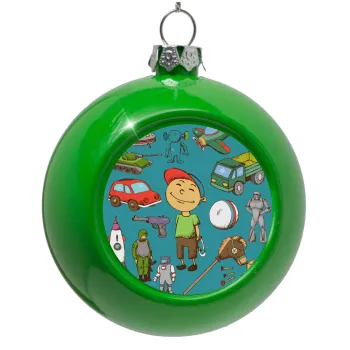 Toys Boy, Green Christmas tree ornament bauble 8cm