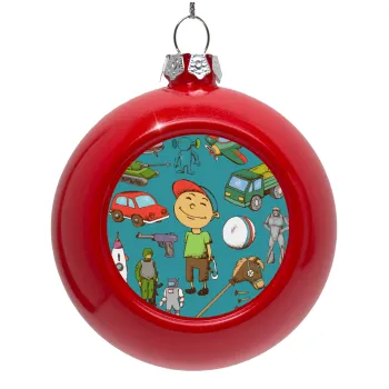 Toys Boy, Red Christmas tree ornament bauble 8cm