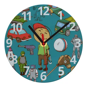 Toys Boy, Ρολόι τοίχου γυάλινο (20cm)