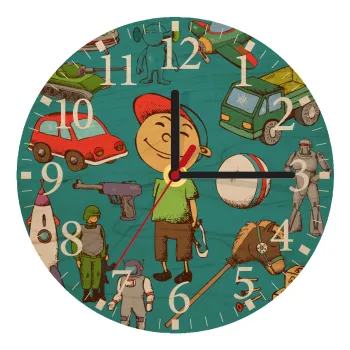 Toys Boy, Ρολόι τοίχου ξύλινο plywood (20cm)