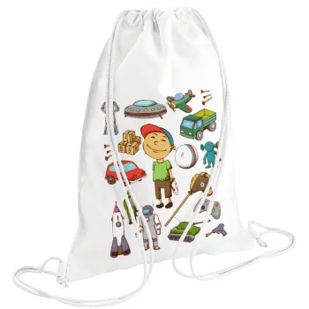Toys Boy, Backpack pouch GYMBAG white (28x40cm)
