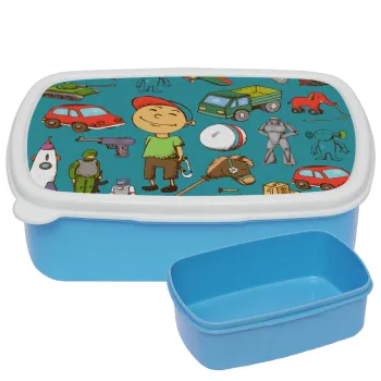 Toys Boy, ΜΠΛΕ παιδικό δοχείο φαγητού (lunchbox) πλαστικό (BPA-FREE) Lunch Βox M18 x Π13 x Υ6cm