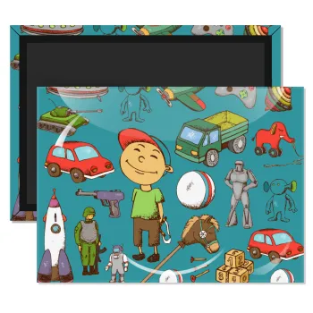 Toys Boy, Ορθογώνιο μαγνητάκι ψυγείου διάστασης 9x6cm