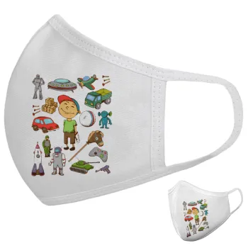 Toys Boy, Μάσκα υφασμάτινη υψηλής άνεσης παιδική (Δώρο πλαστική θήκη)