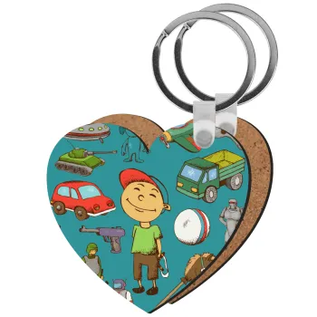 Toys Boy, Μπρελόκ Ξύλινο καρδιά MDF