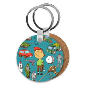 Toys Boy, Μπρελόκ Ξύλινο στρογγυλό MDF Φ5cm