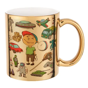 Toys Boy, Mug ceramic, gold mirror, 330ml