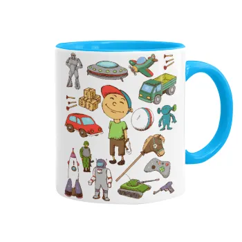 Toys Boy, Mug colored light blue, ceramic, 330ml