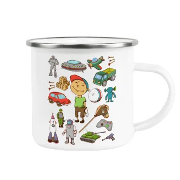 Toys Boy, Metallic enamel cup white 360ml