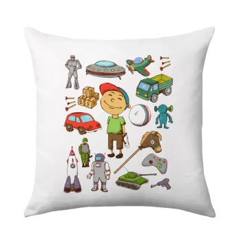 Toys Boy, Μαξιλάρι καναπέ 40x40cm περιέχεται το  γέμισμα