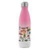 Metal mug thermos Pink/White (Stainless steel), double wall, 500ml