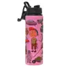 Metallic water bottle with safety lid, 850ml aluminum