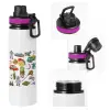 Metallic water bottle with safety lid, 850ml aluminum