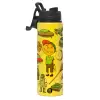 Metallic water bottle with safety lid, 850ml aluminum
