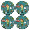 SET of 4 round wooden coasters (9cm)