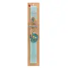 Easter Set, wooden keychain & aromatic flat Easter candle (30cm) (TURQUOISE)