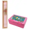 Easter Set, children's snack container PINK & scented flat Easter candle (30cm) (PINK)
