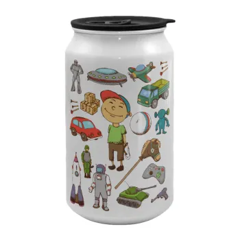 Toys Boy, Κούπα ταξιδιού μεταλλική με καπάκι (tin-can) 500ml