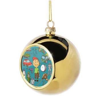 Toys Boy, Golden Christmas tree ball ornament 8cm