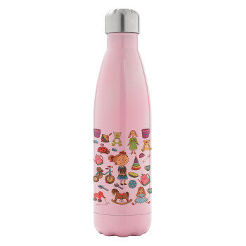 Toys Girl, Metal mug thermos Pink Iridiscent (Stainless steel), double wall, 500ml